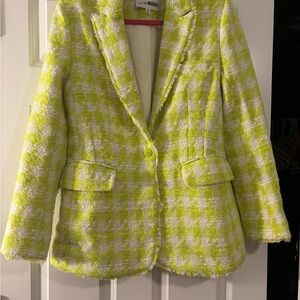Steve Madden Lime and White Houndstooth Blazer
